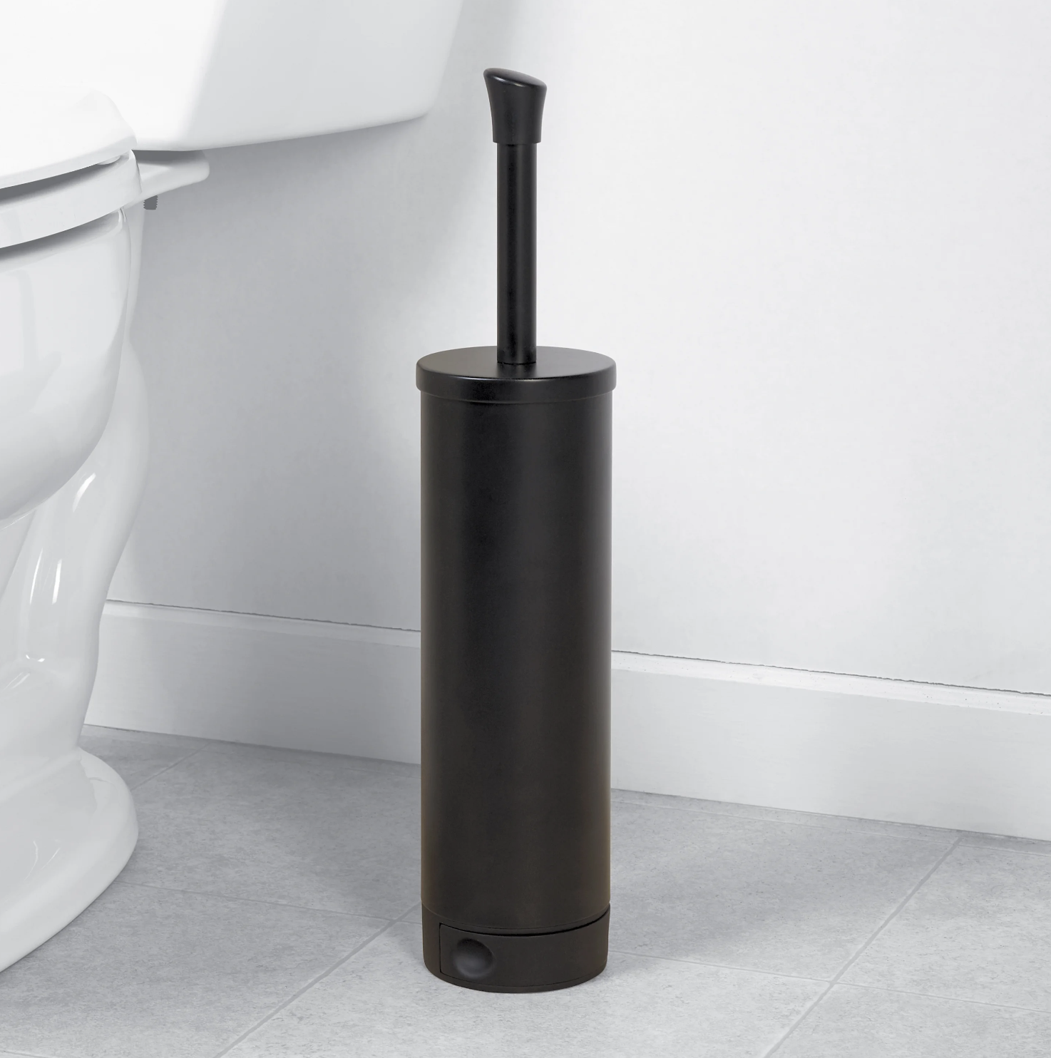 the black toilet brush holder