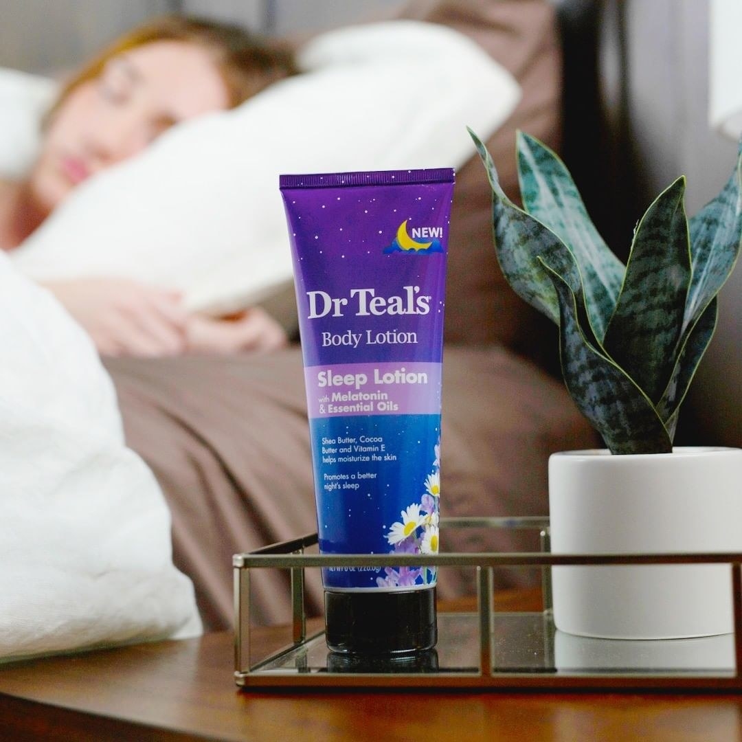 a tubes of the sleep lotion on someone&#x27;s nightstand