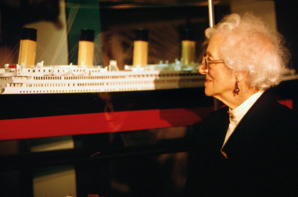 Dean by a model of the Titanic