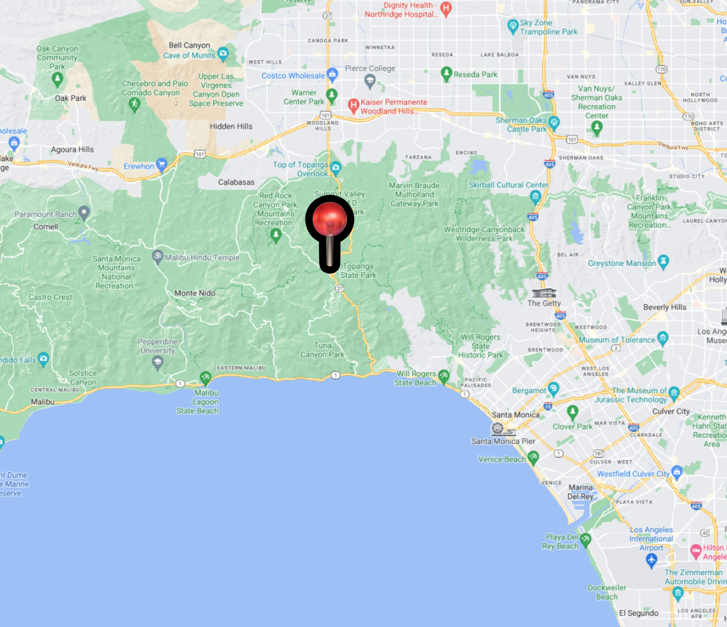 pin on topanga on the california coast via google maps
