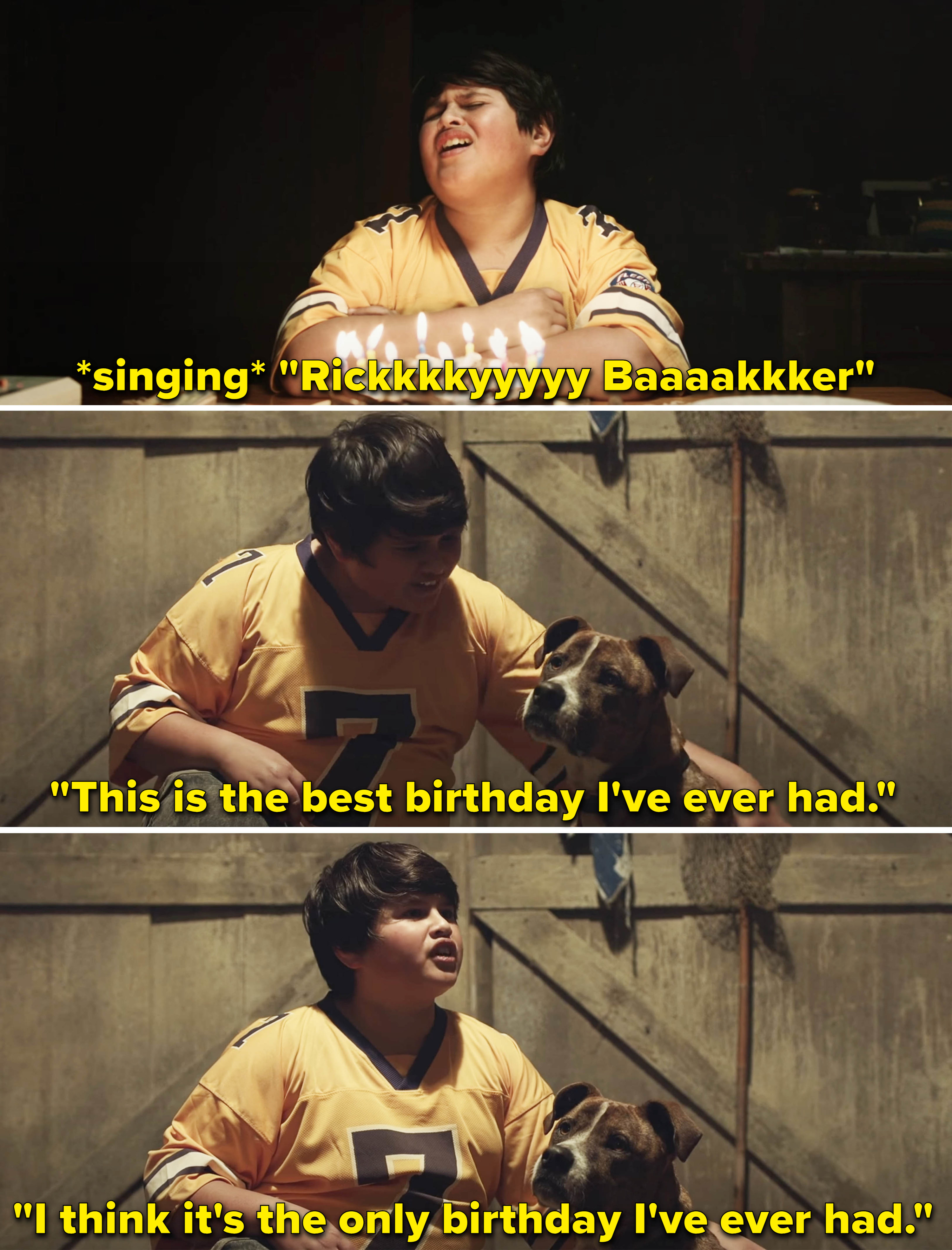 Ricky singing and saying &quot;This is the best birthday I&#x27;ve ever had; I think it&#x27;s the only birthday I&#x27;ve ever had&quot;