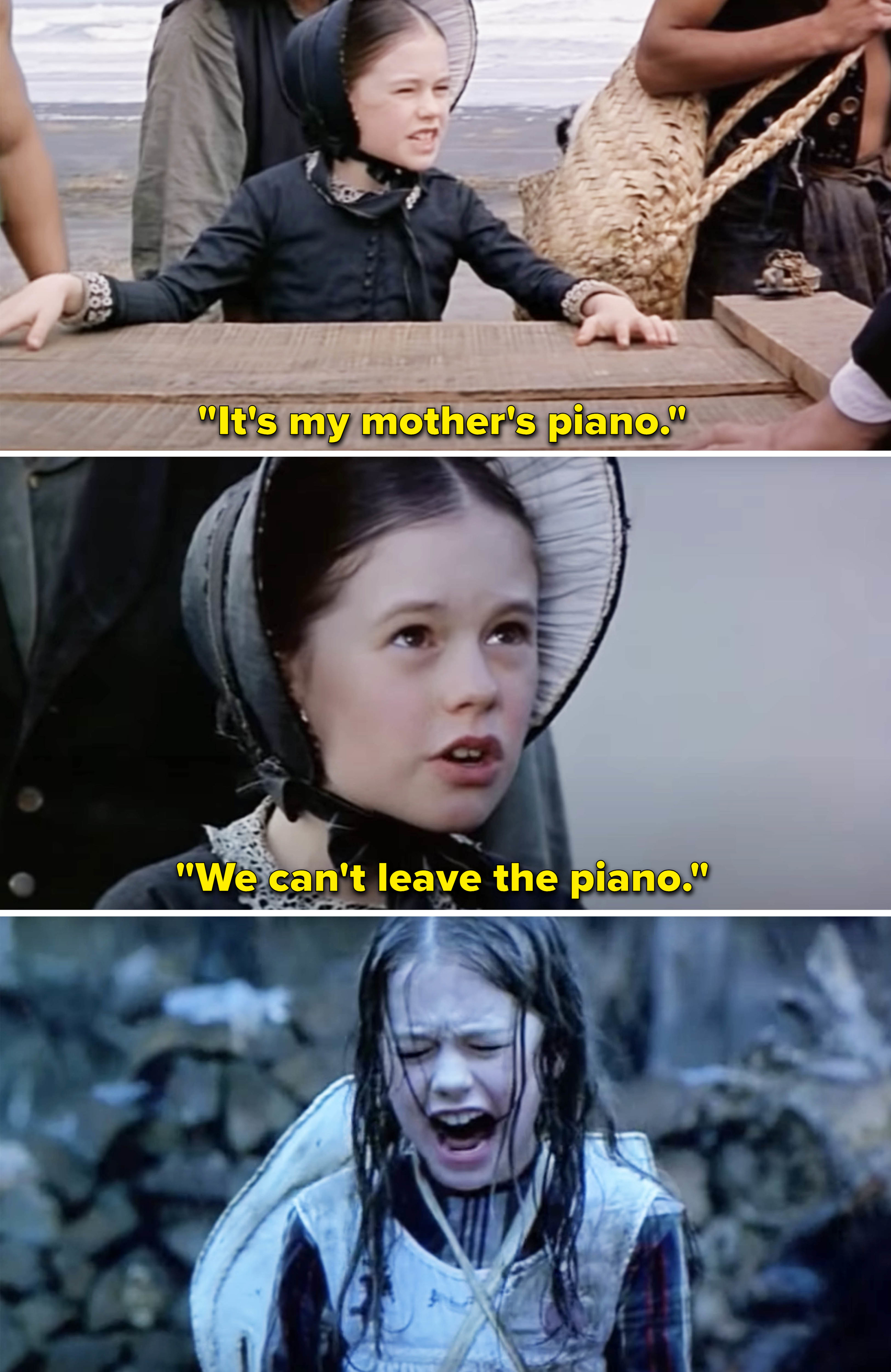 Flora saying it&#x27;s her mother&#x27;s piano and &quot;We can&#x27;t leave the piano,&quot; and then crying