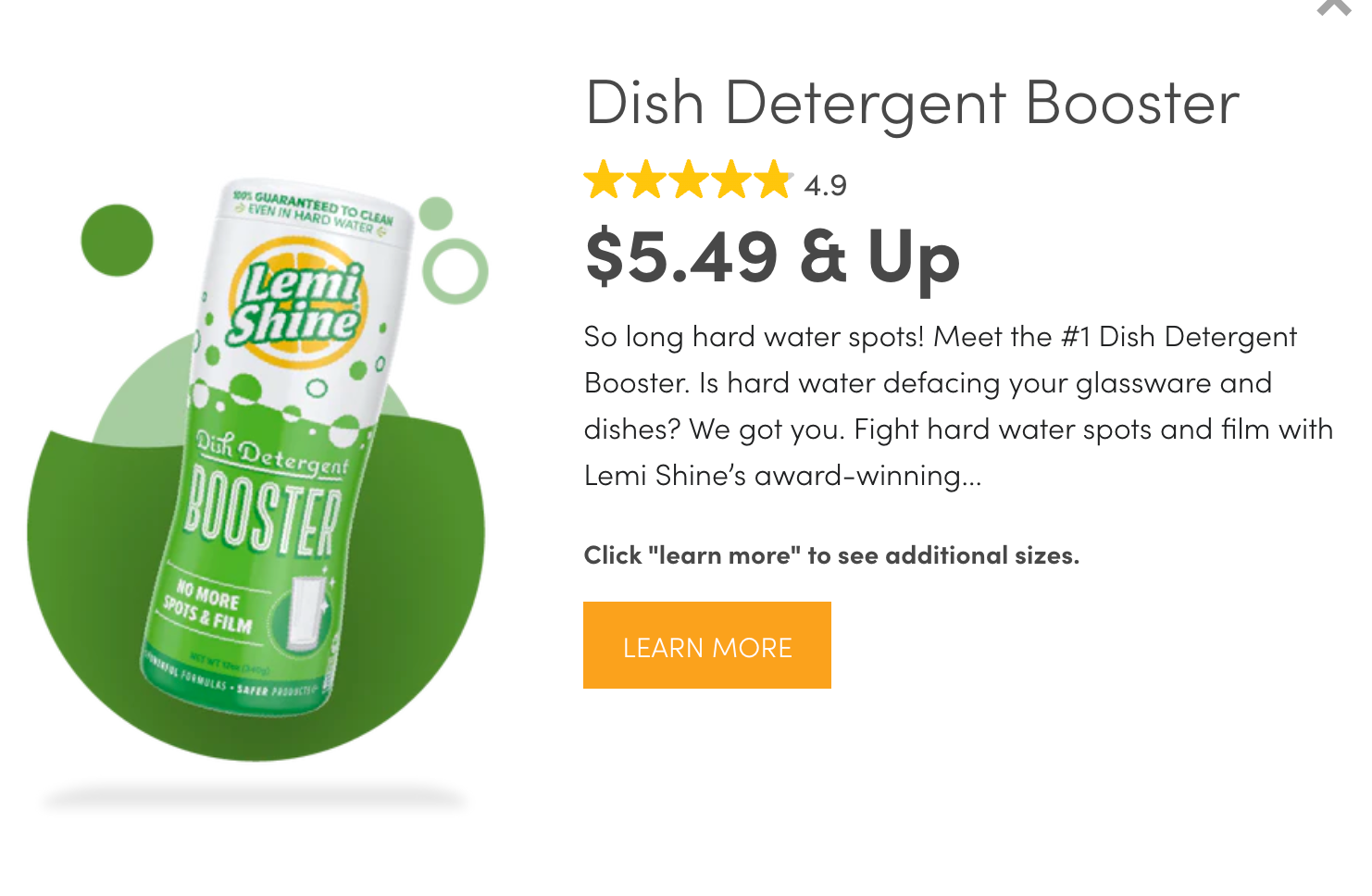 Lemi Shine Dish Detergent Booster $5.49 &amp; Up, with a 4.9 out of 5 stars review