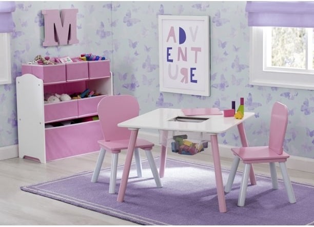Pink playroom set in kids room