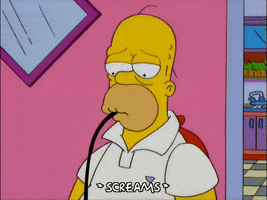 Homer Simpson electrocuting himself in the eye