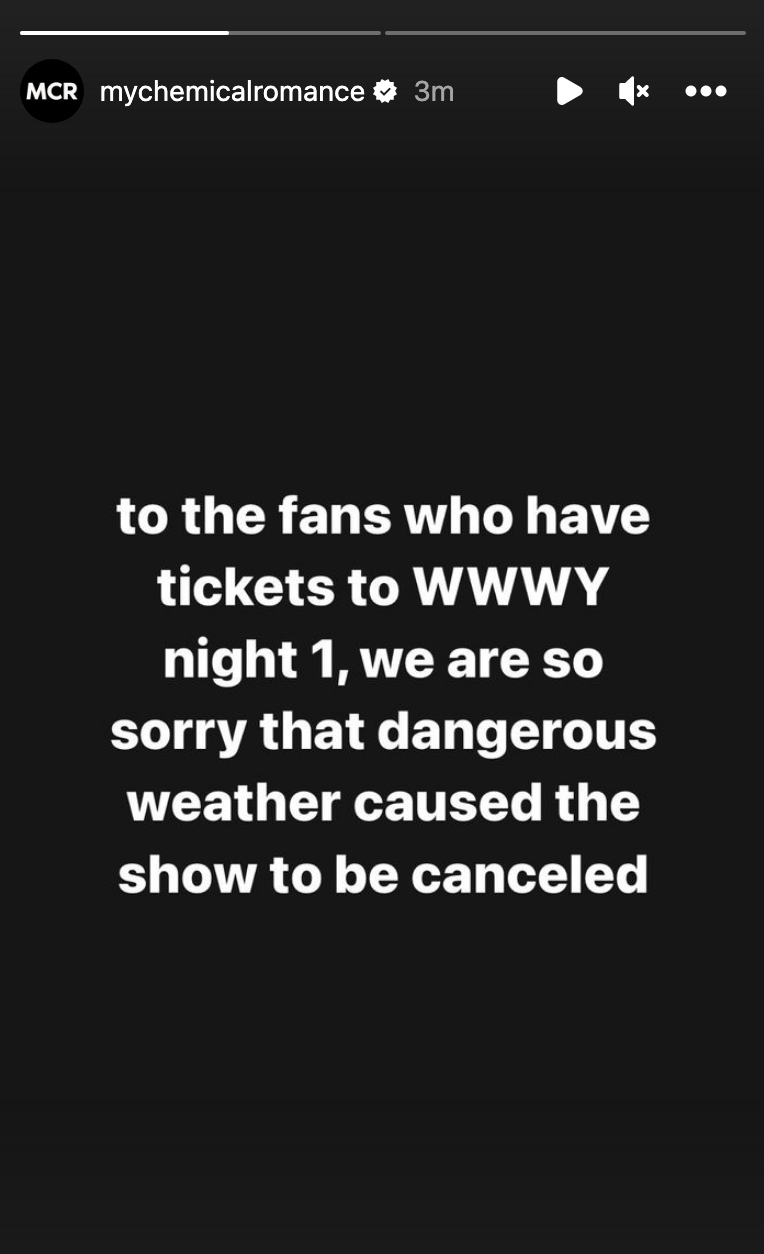 &quot;we are so sorry that dangerous weather caused the show to be canceled&quot;