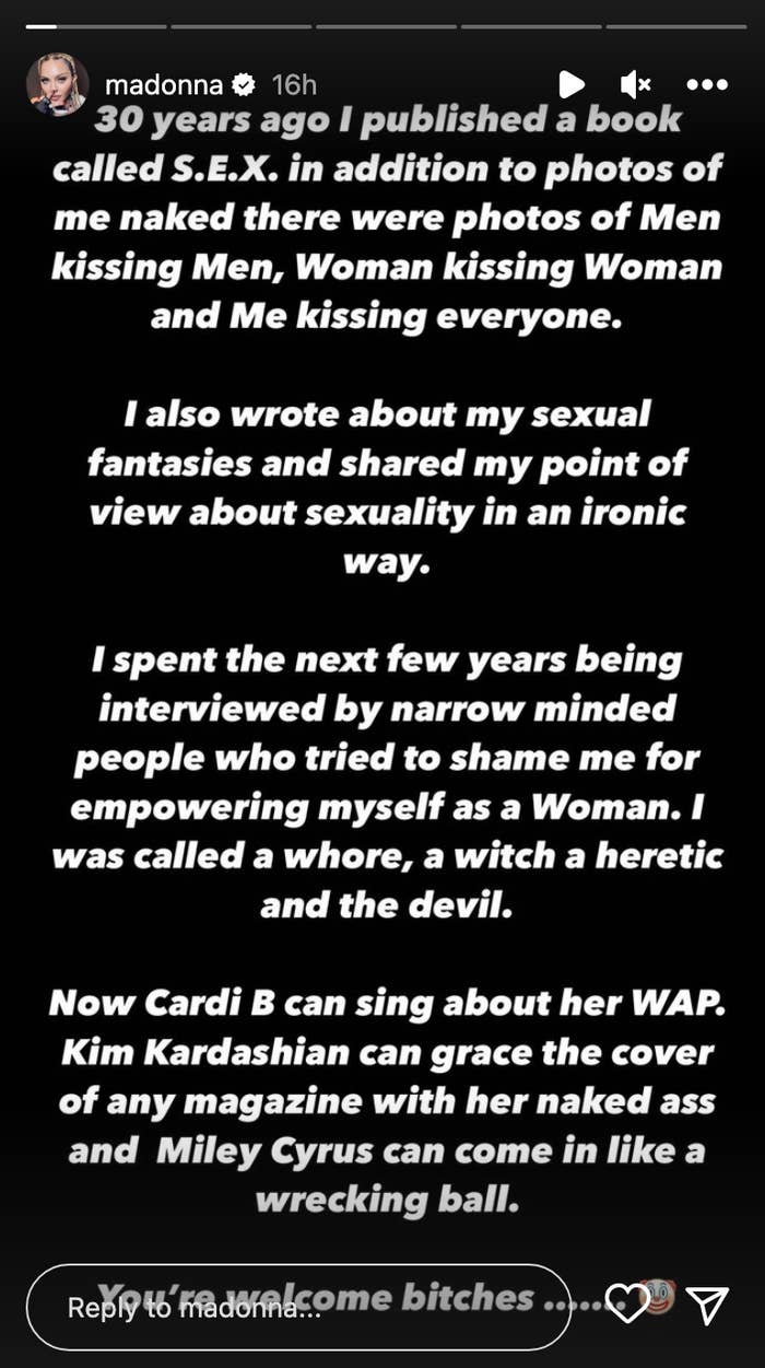 Madonna's IG message
