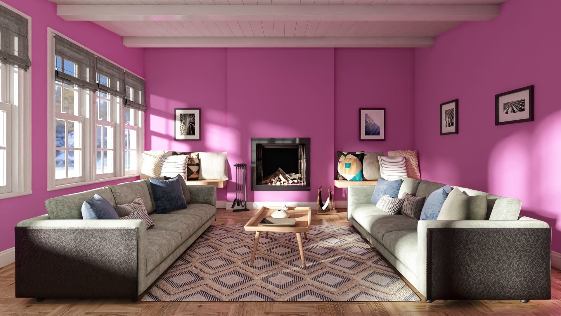 the Cosmic Pink paint in a living room