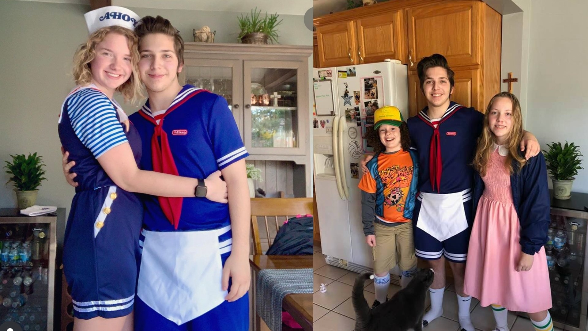 Me as Steve from Stranger Things with my girlfriend (Robin), sister (Eleven), and Quinn (Dustin).