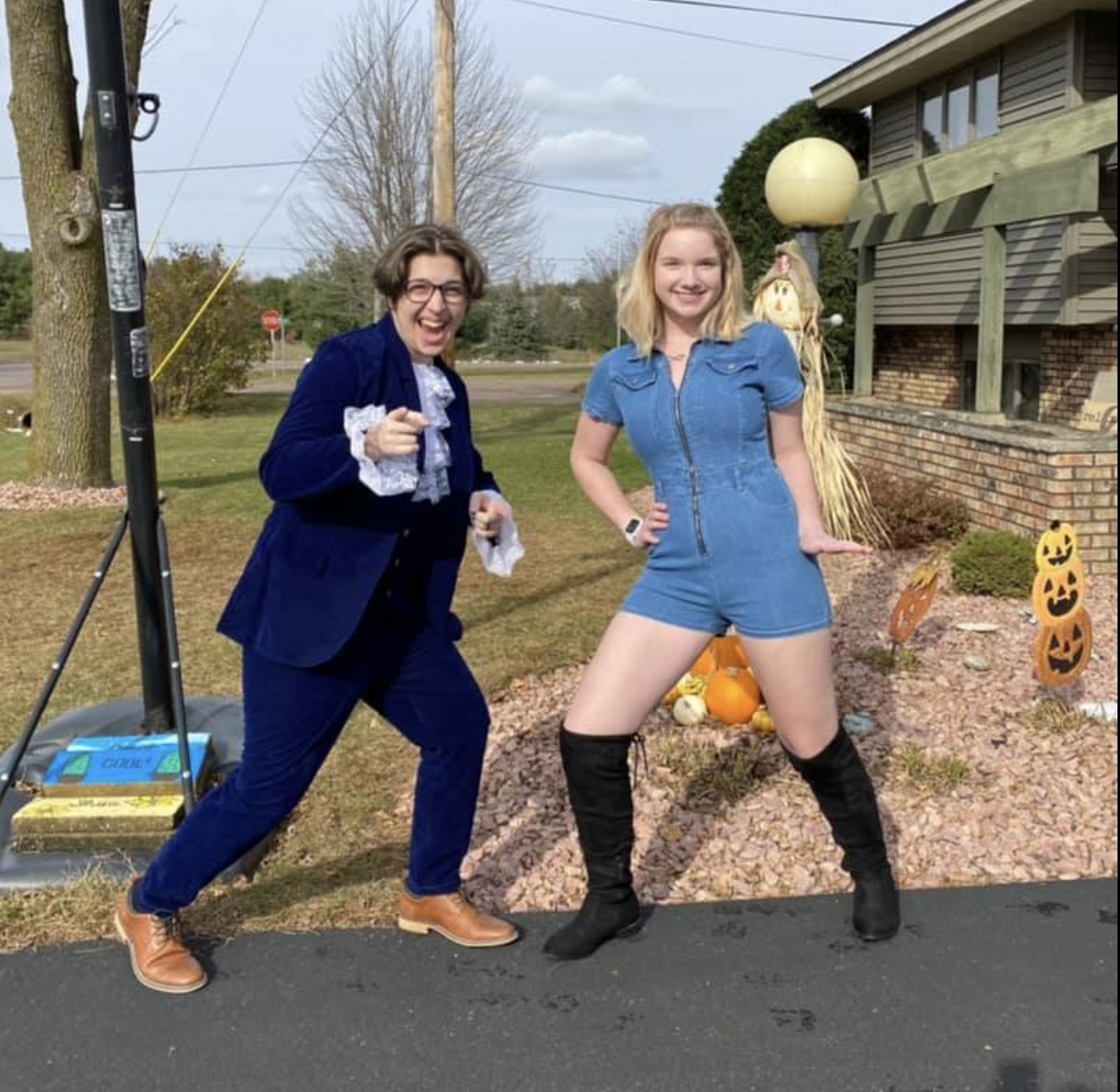 My girlfriend and I dressed as Austin Powers and Felicity Shagwell from Austin Powers 2