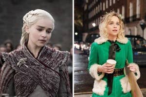 Emilia Clarke in Game of Thrones and Last Christmas