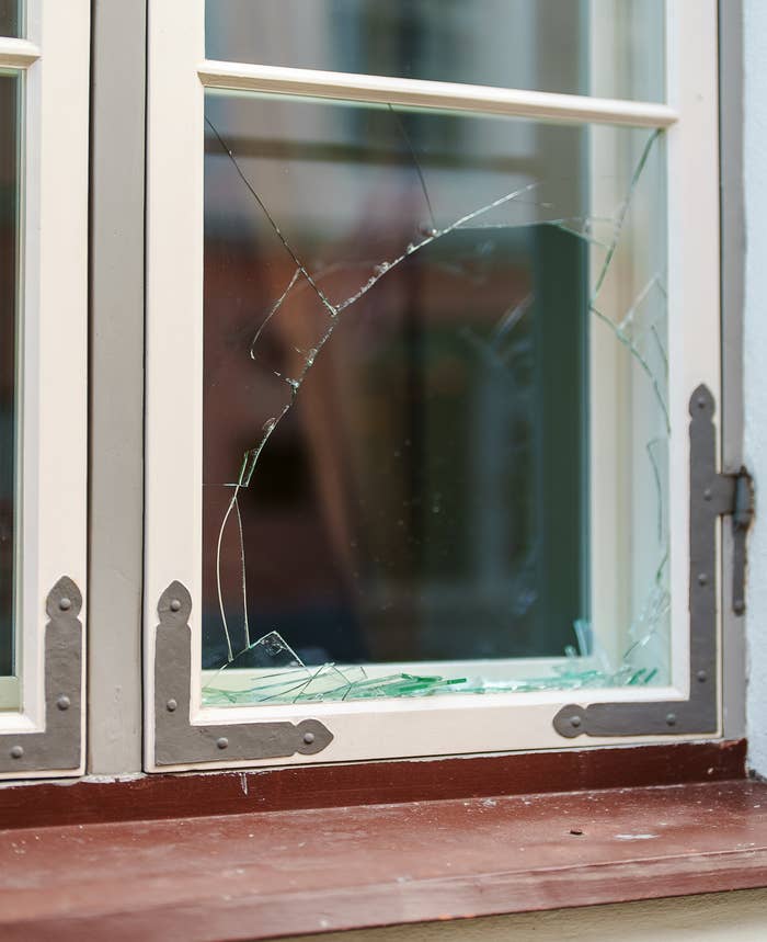 broken glass window at a house