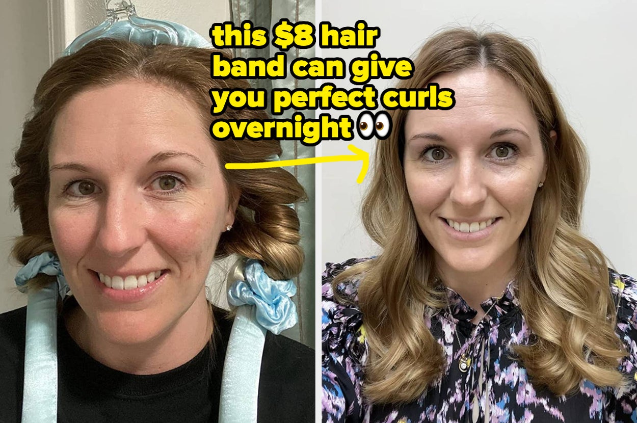 before and after on a curl styling band 