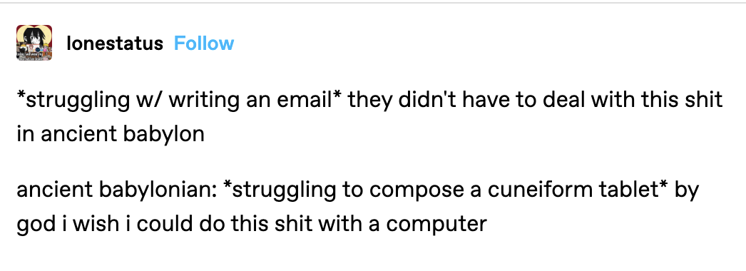 Tumblr post about writing emails