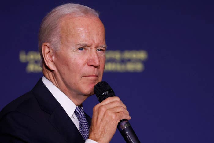 Joe Biden holding a mic