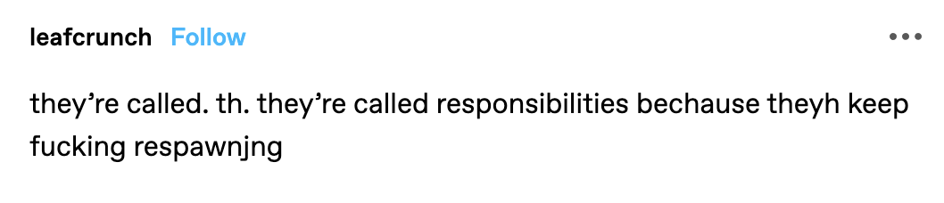Tumblr post about responsibilities