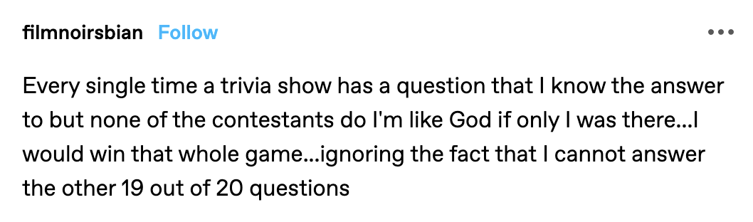 Tumblr post about trivia shows