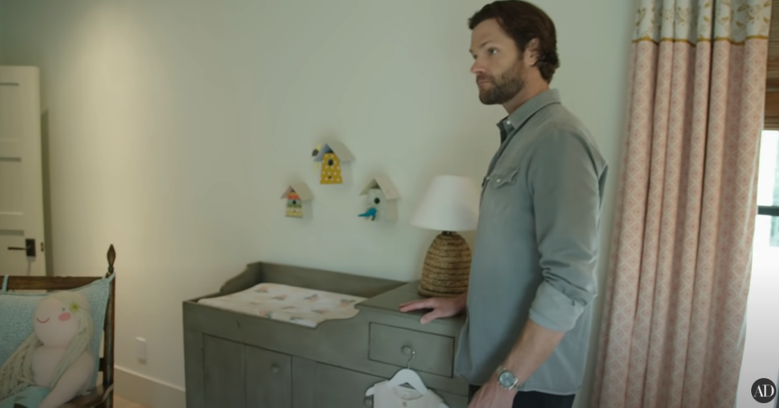 Jared Padalecki in front of his child&#x27;s changing table