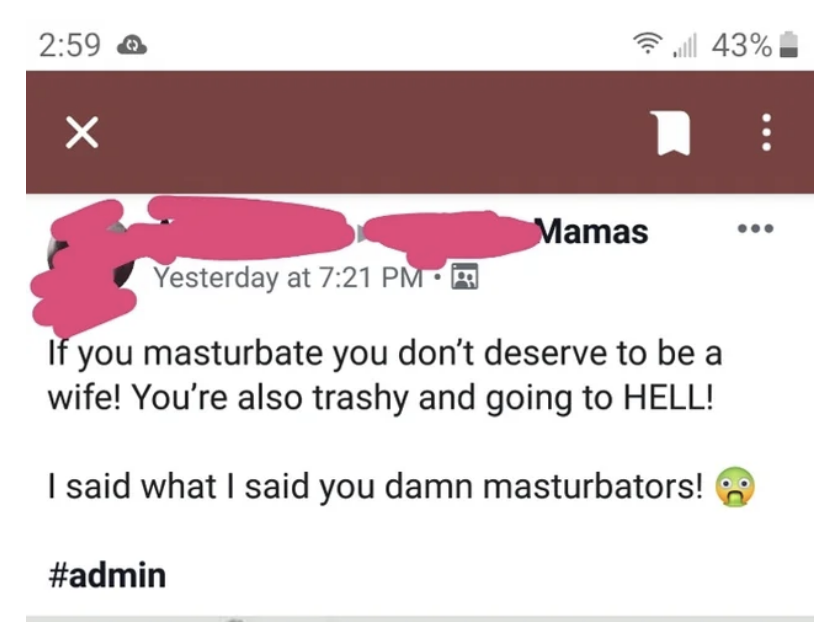 A man saying women shouldn&#x27;t masturbate