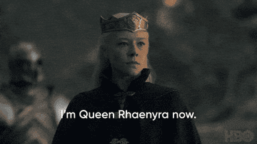 Queen Rhaenyra saying &quot;I&#x27;m Queen Rhaenyra now and you are all traitors to the realm&quot;
