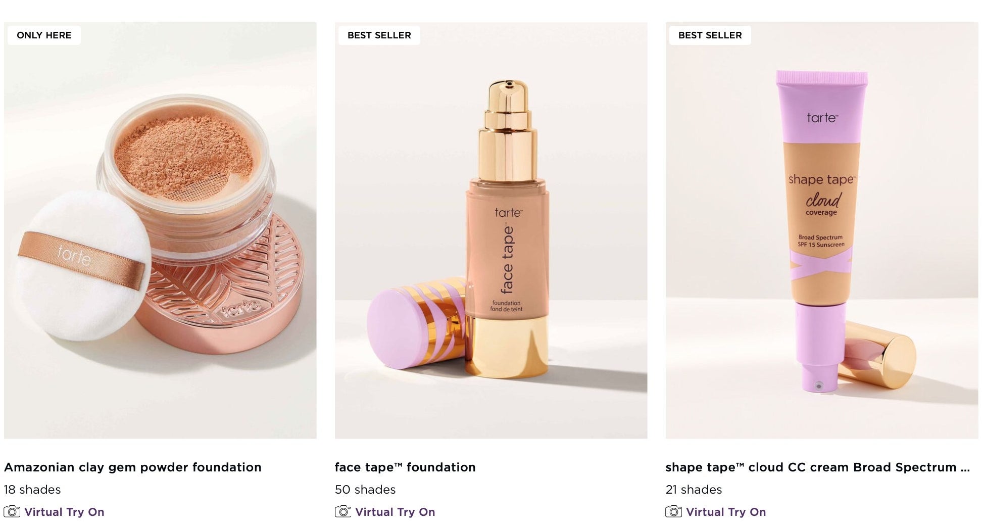 A powder foundation, a liquid foundation jar and foundation tube