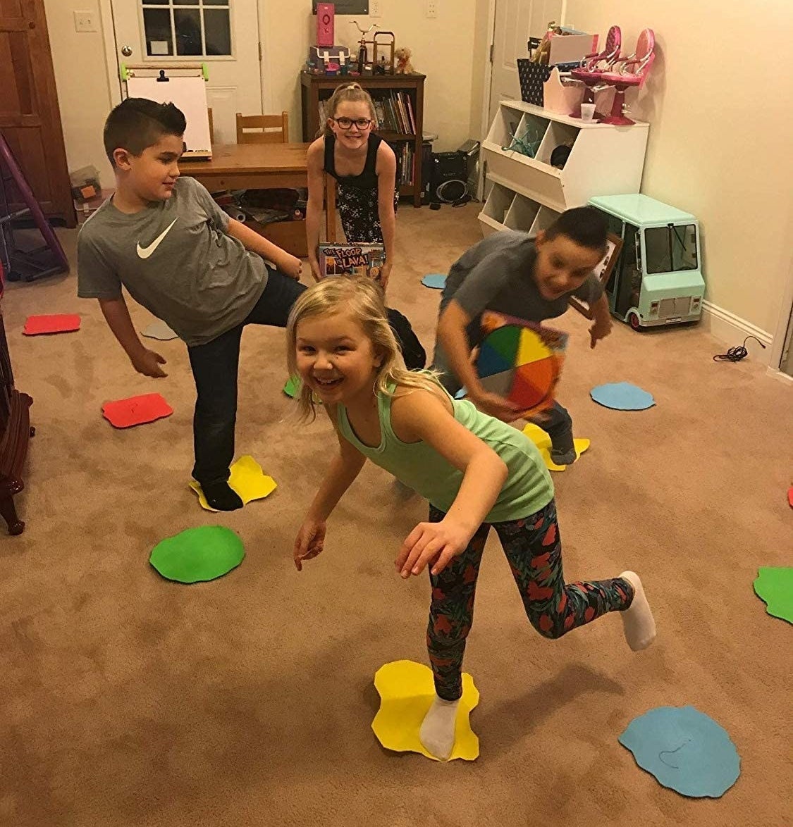 kids playing the floor is lava game