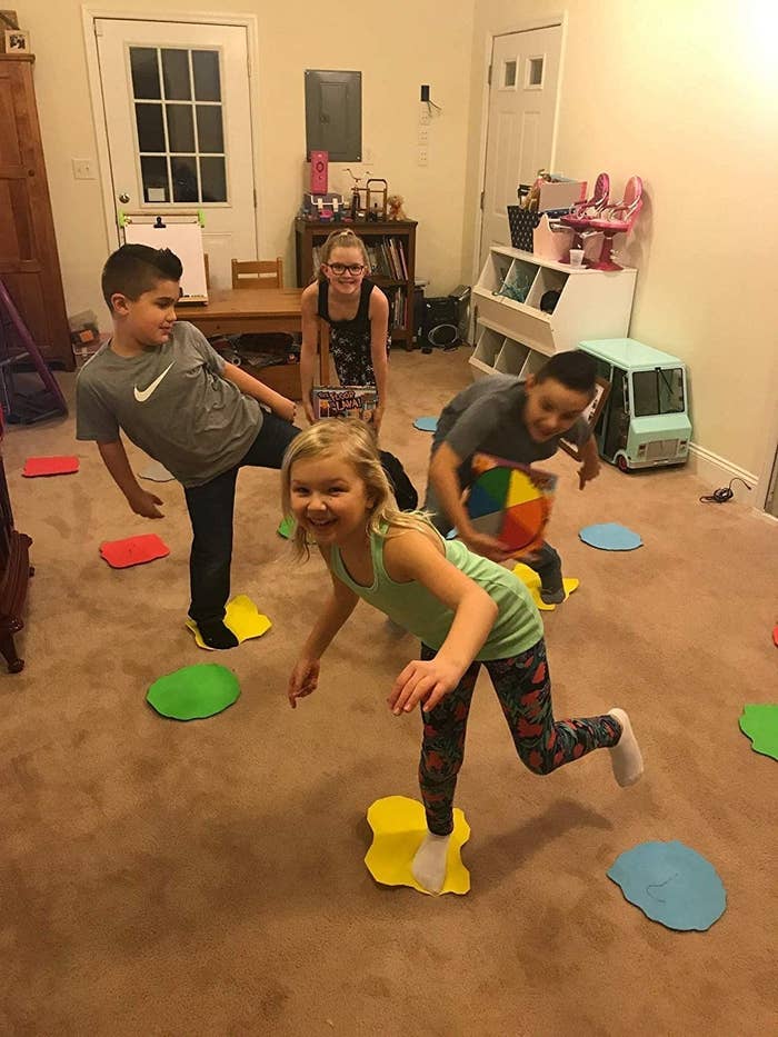 kids playing the floor is lava game