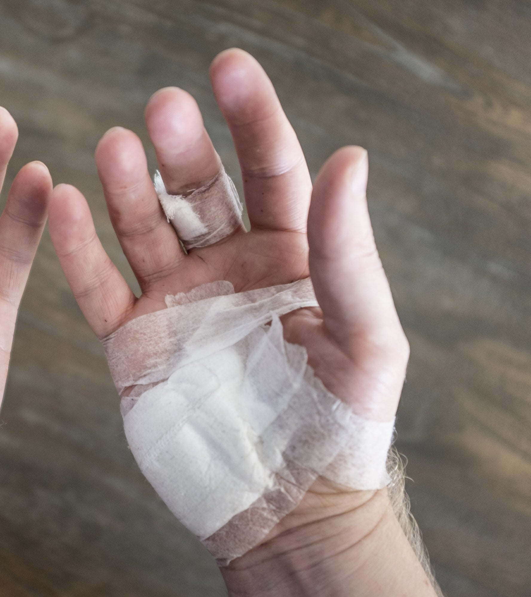 bandaged hand