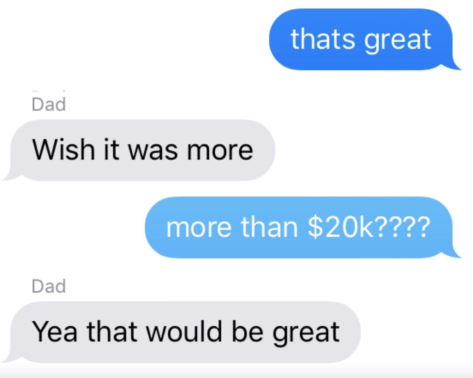 a dad saying he wished his lottery winnings were more than $20K