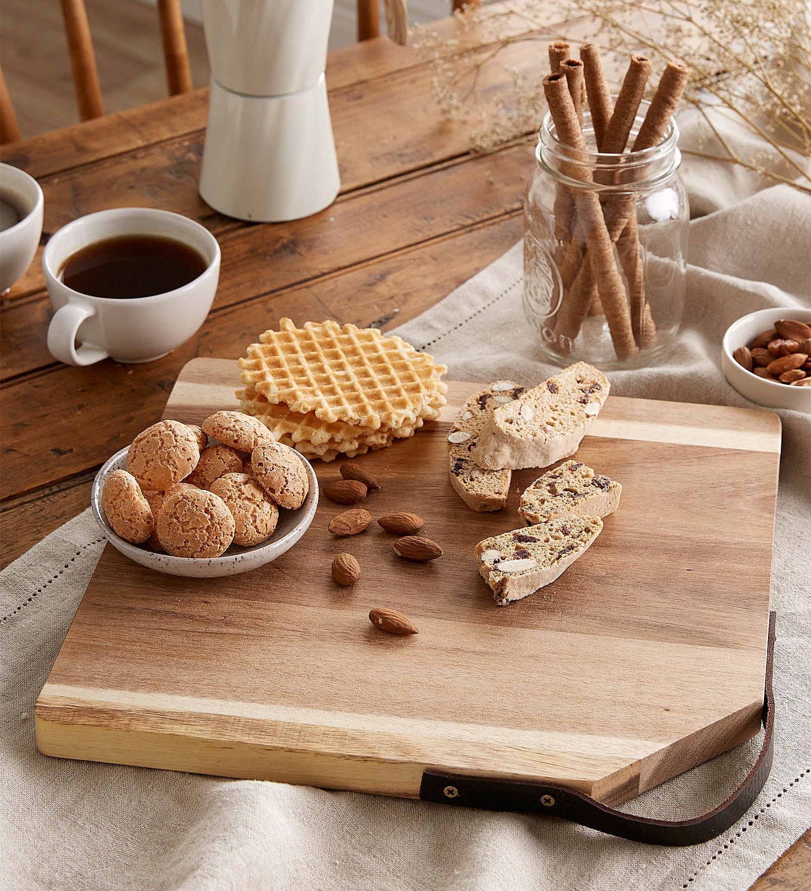 a wood board with cookies on it
