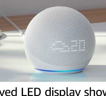 An echo dot showing the temperature