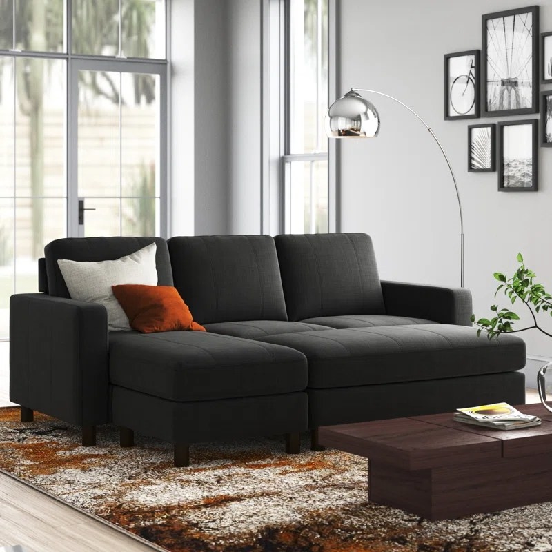 Black couch in living room