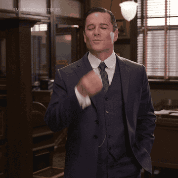 Yannick Bisson kissing his fingers from an episode of murdoch mysteries