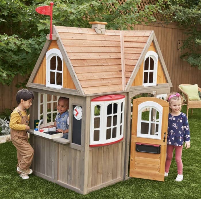 kids playing in the playhouse