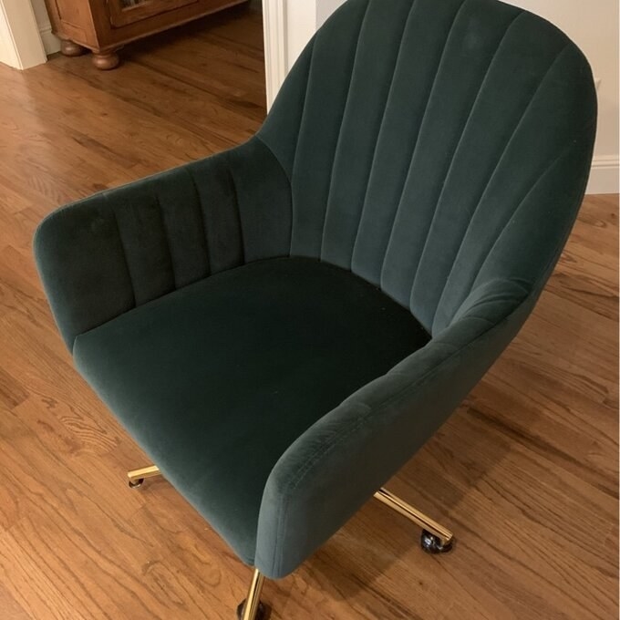 Gray shell upholstered rolling desk chair