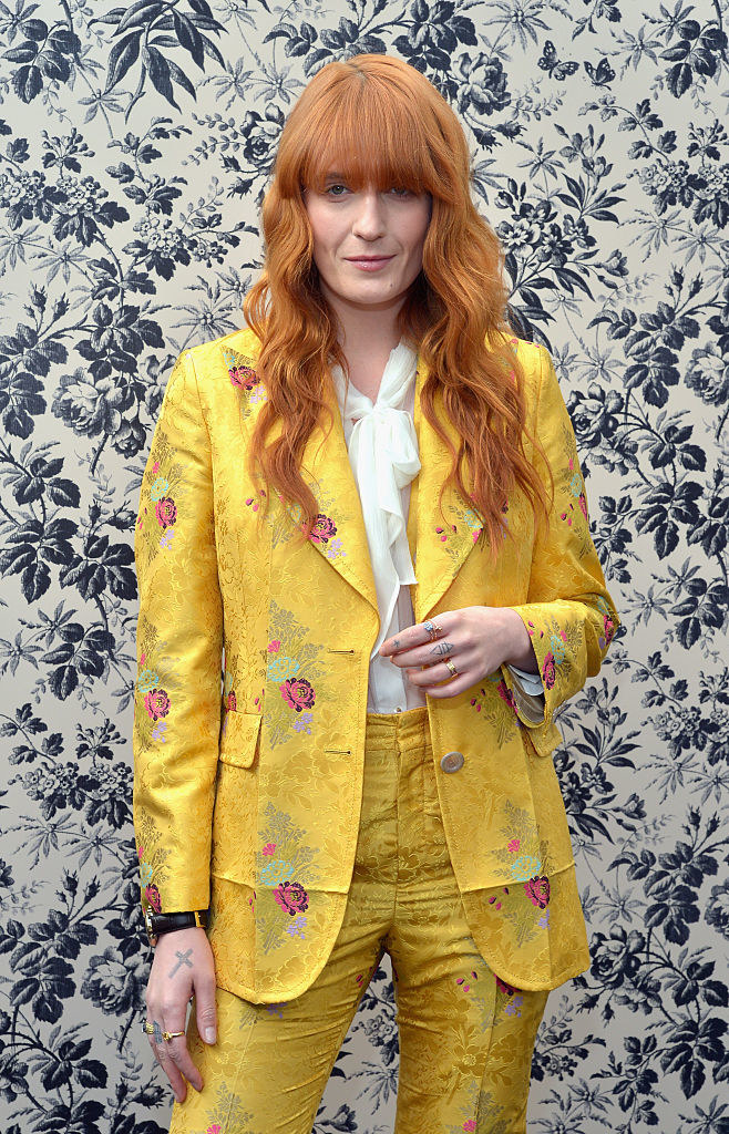 Florence in a bright suit