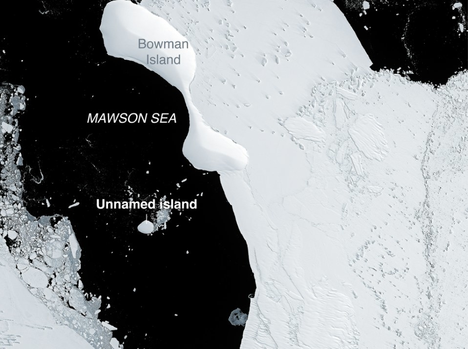 Collapsing Ice Shelf Reveals a Possible New Island, Eastern Antarctica