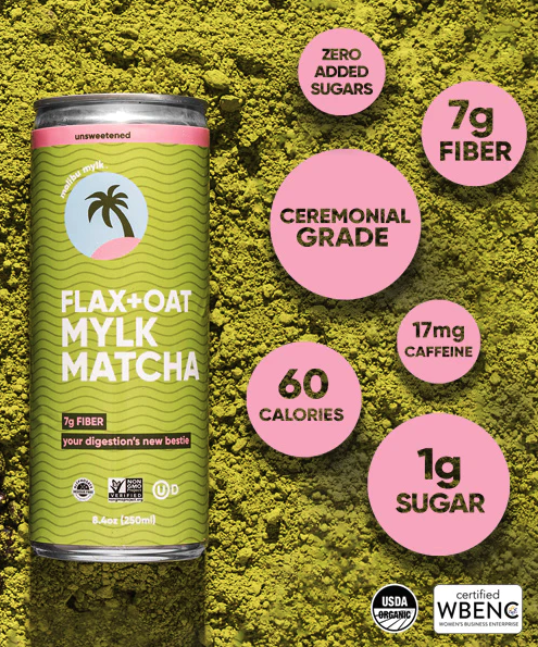 Can of matcha with nutritional values