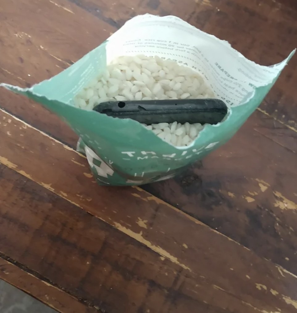 phone in the bag of risotto