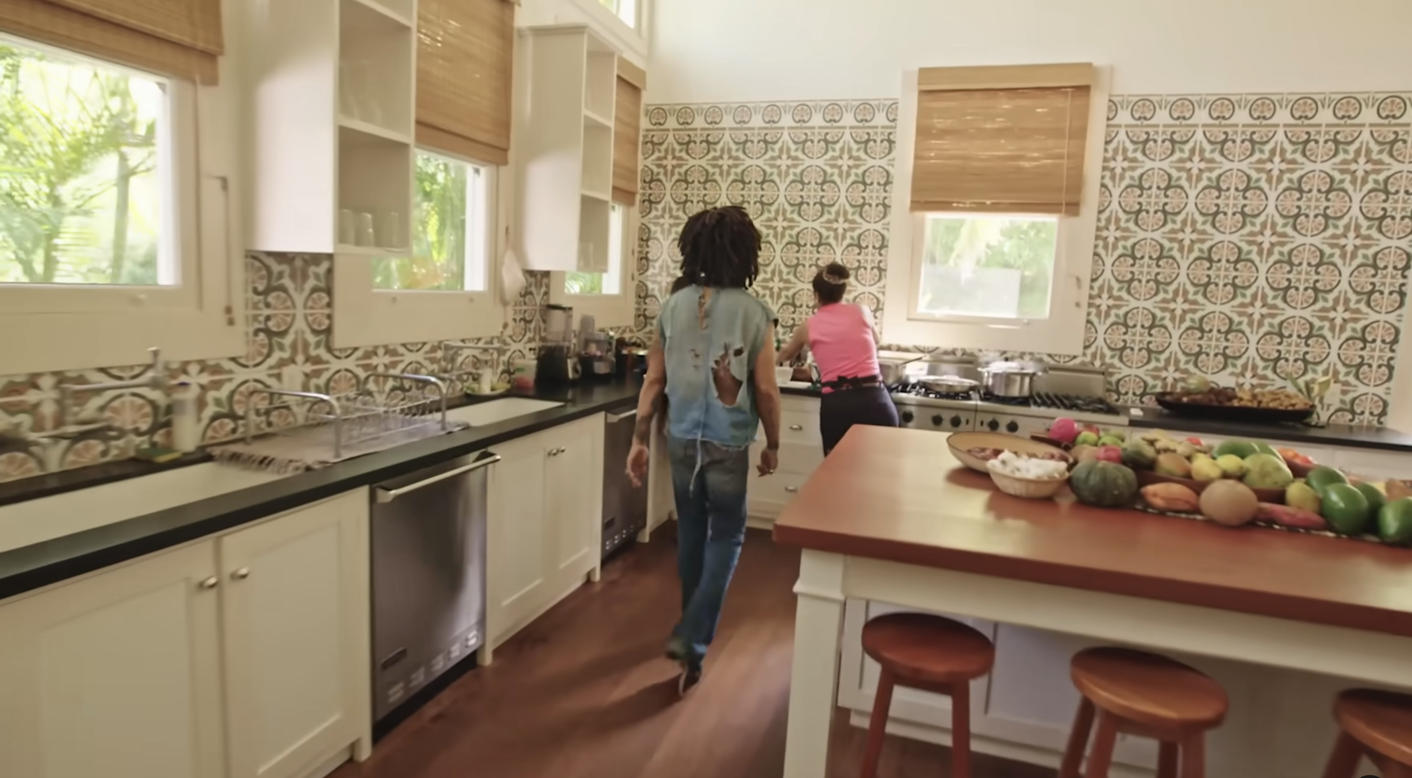 Lenny Kravitz in his kitchen