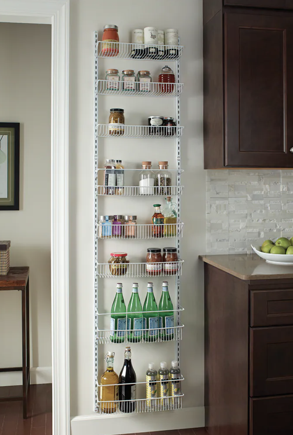 the pantry organizer hanging on wall