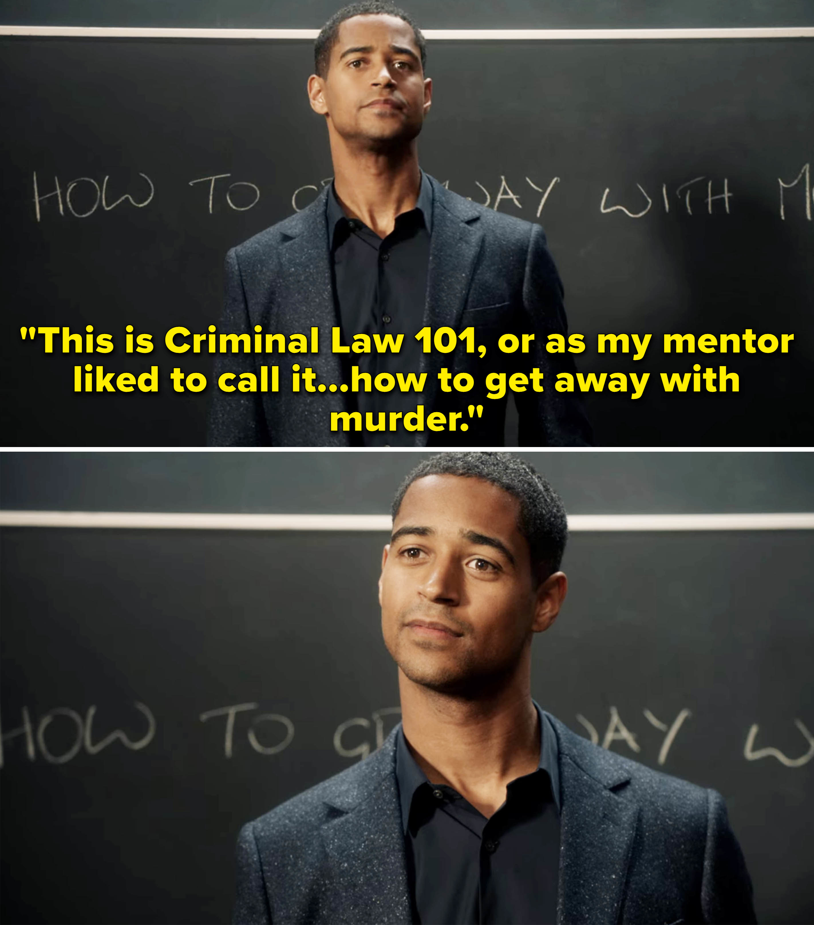Christopher saying, &quot;This is Criminal Law 101, or as my mentor liked to call it, how to get away with murder&quot;
