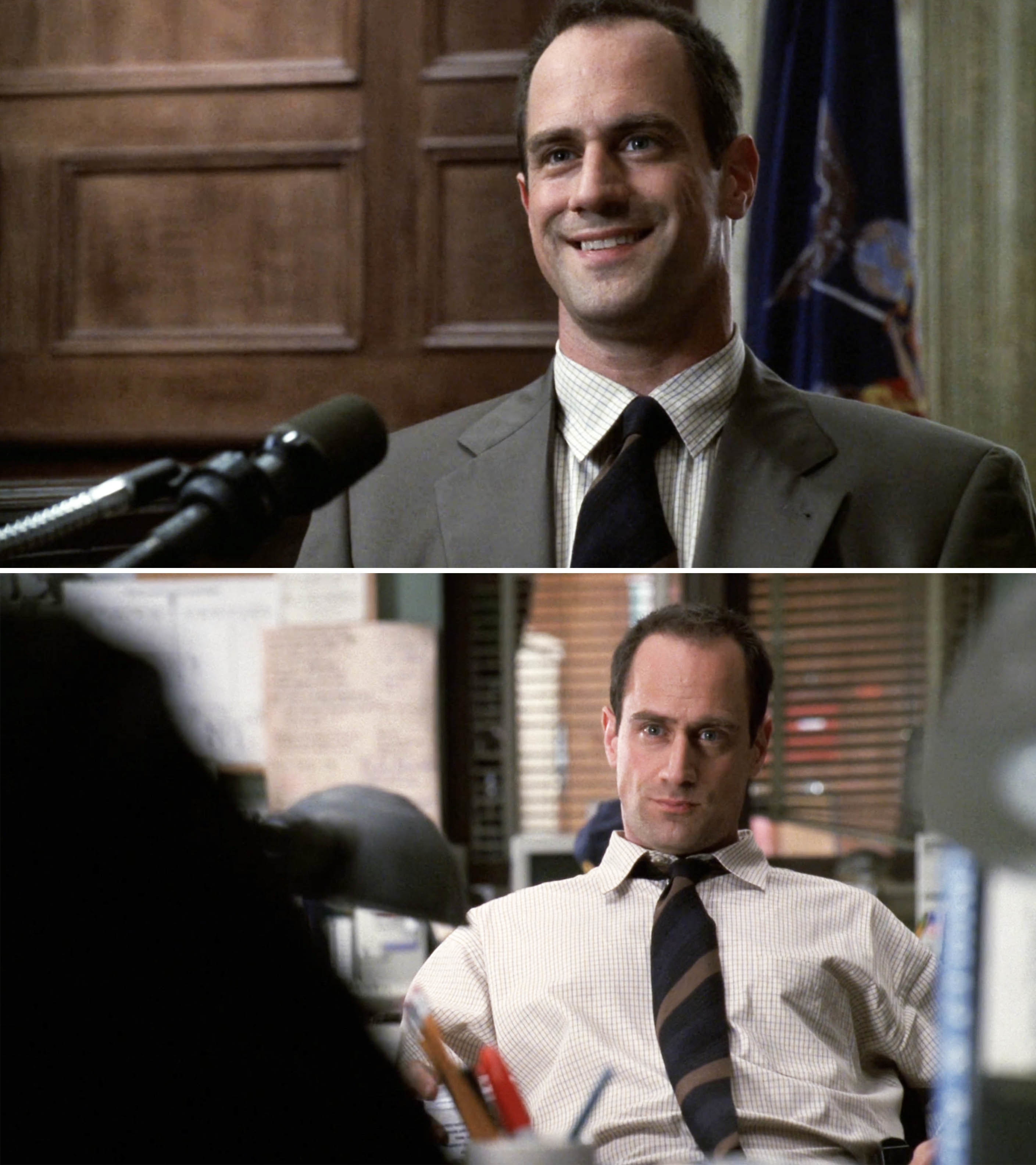 Elliot Stabler on the stand; Elliot in his office