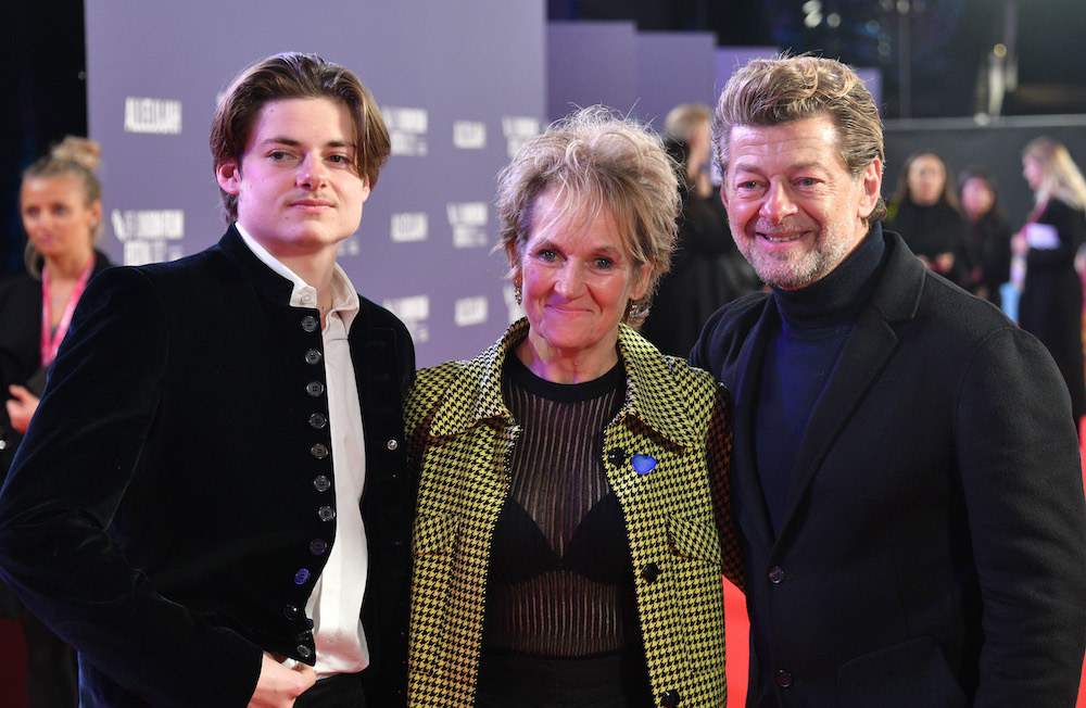 Louis with Andy and Louis&#x27;s mother, Lorraine Ashbourne, on the red carpet