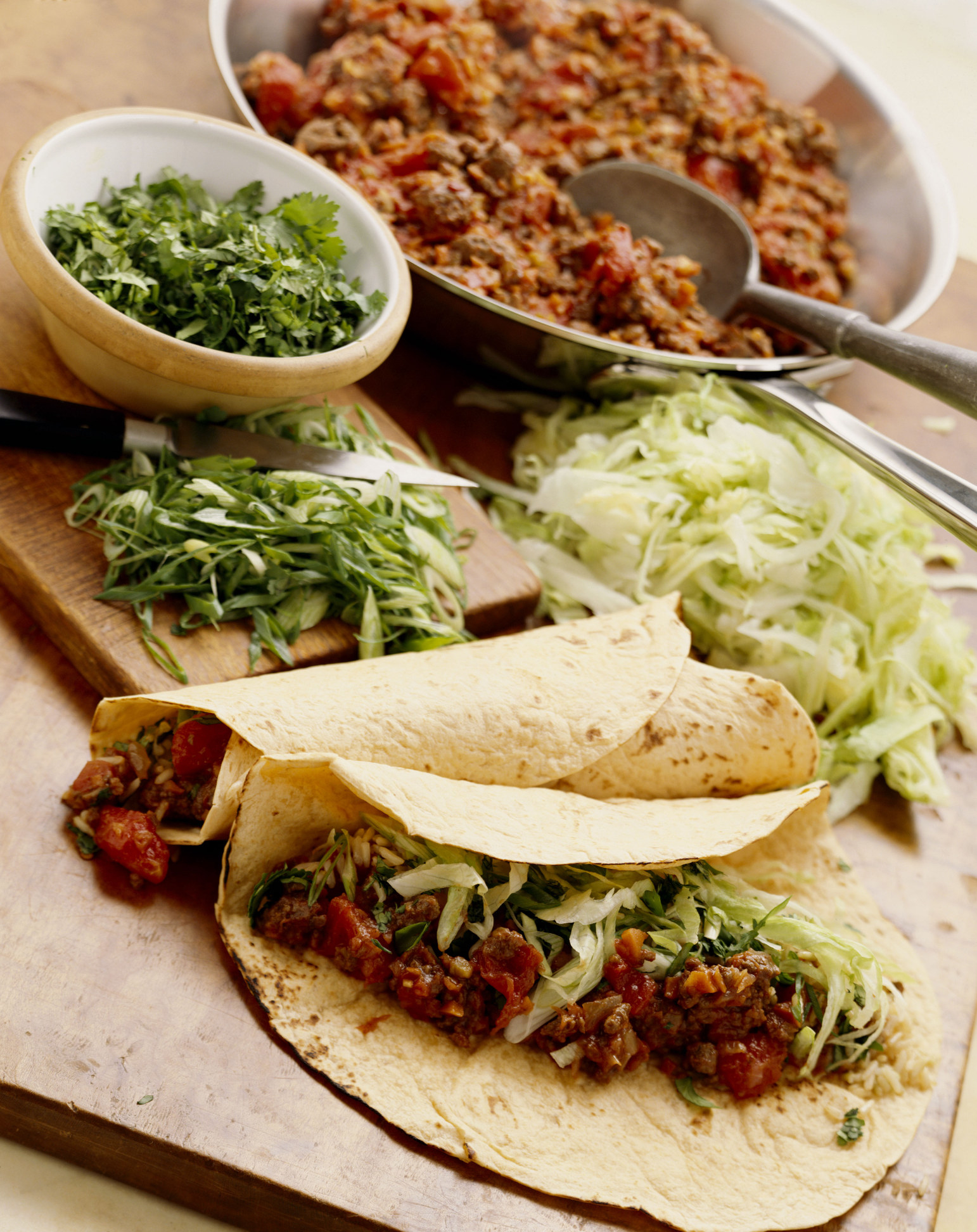 Soft tacos with ground beef