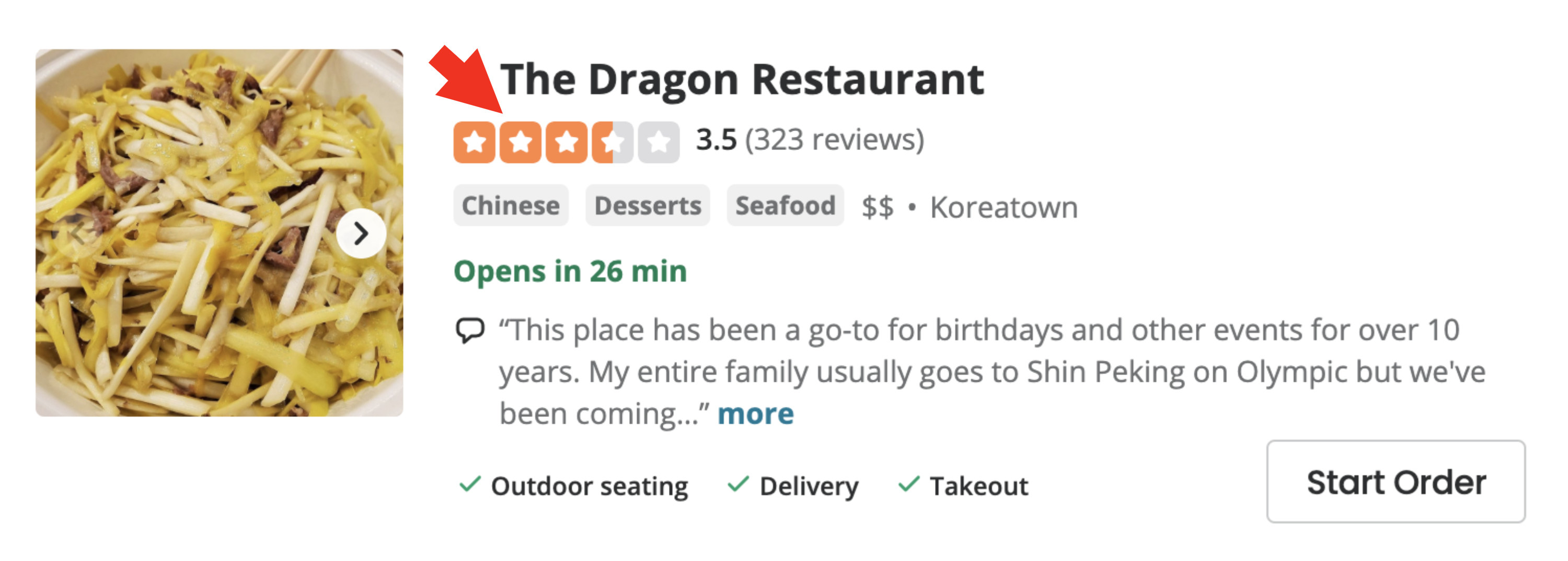 The Dragon Restaurant&#x27;s Yelp page