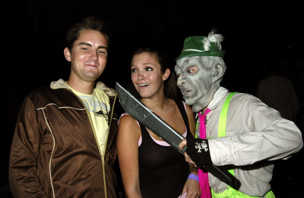 Dieter with two other friends, one in a halloween mask