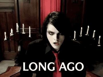 gerard way from my chemical romance singing the words long ago