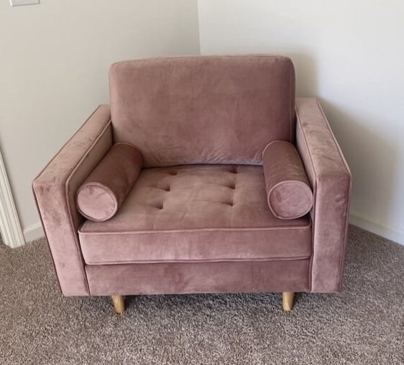 upholstered armchair in pink
