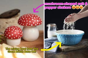 Mushroom salt & pepper shakers / mixing bowl